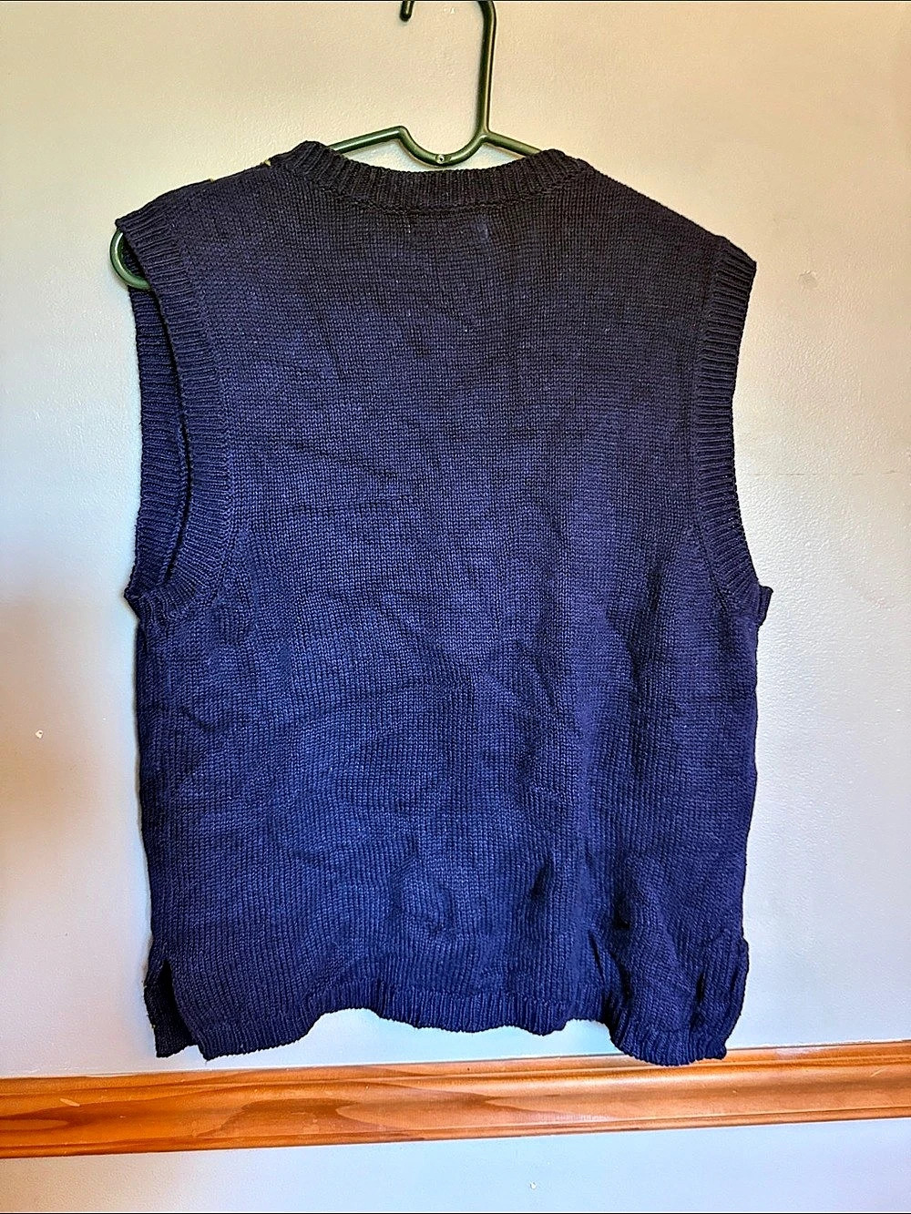 Vintage Jennifer Moore Embroidered Button Up Sweater Vest Navy Blue Size L - Picture 2 of 8
